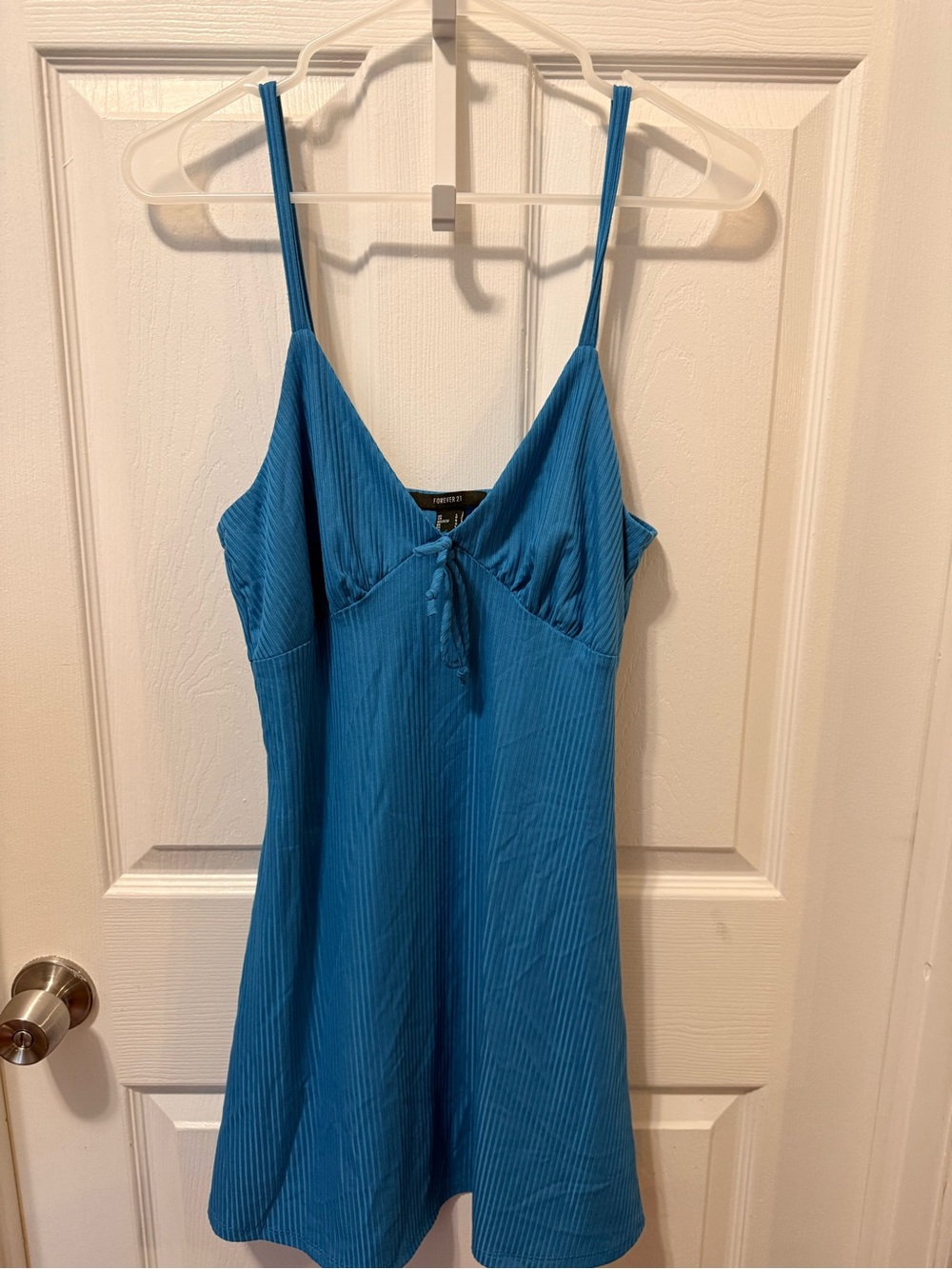 Forever 21 Bright Blue Ribbed Spaghetti Strap Dress